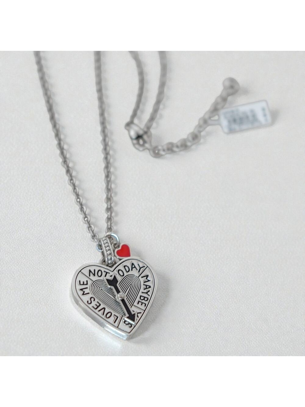 Brighton Cupid Heart Spinner Pendant Necklace Enamel Valentine Silver NWT
